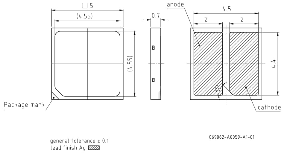 Plan mécanique - ams OSRAM LED DURIS® S 5050