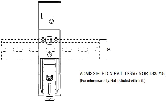 Plan mécanique - MEAN WELL Alimentations électriques sur rail DIN XDR-E
