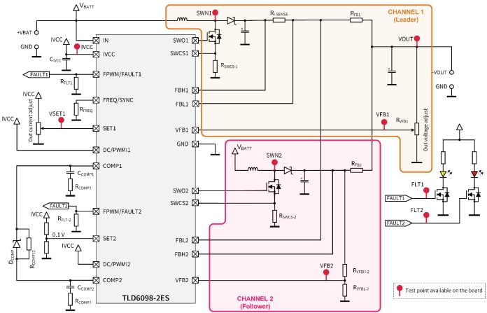 Schéma - Infineon Technologies Carte d'évaluation TLD6098-2DPVB2G_EVAL