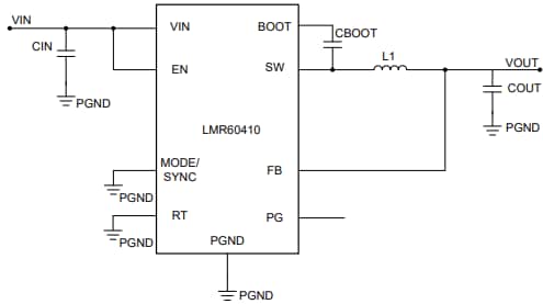 Schéma - Texas Instruments Convertisseur Buck synchrone LMR60410