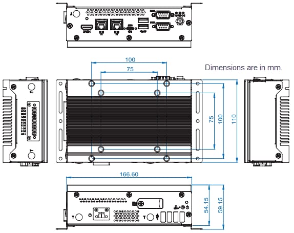 Mechanical Drawing - iBASE Technology ACS100 Compact, High-Performance Edge Computer