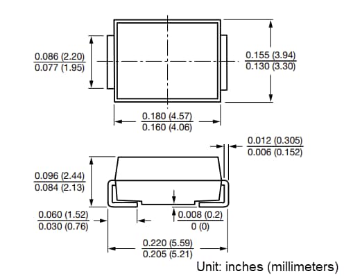 Plan mécanique - Vishay Semiconductors T15Bx PAR® Protection DES diodes
