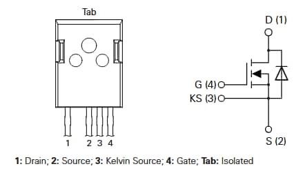 Plan mécanique - IXYS MOSFET de puissance SiC 1 200 V IXSJxN120R1K