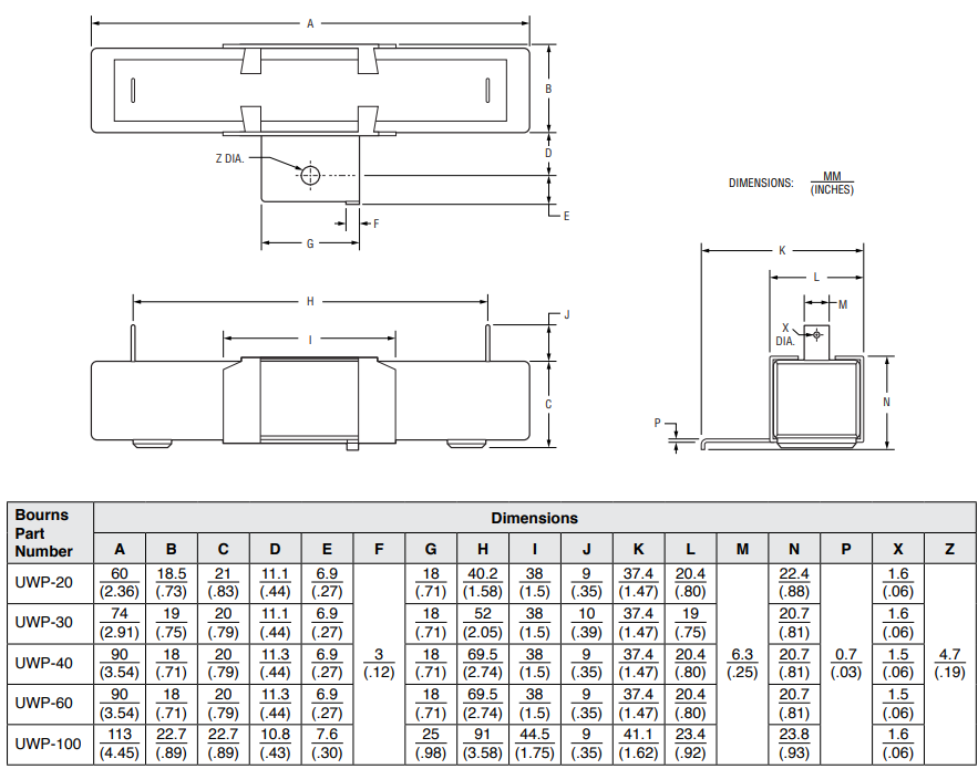 Bourns Résistances bobinées céramiques haute puissance UWP