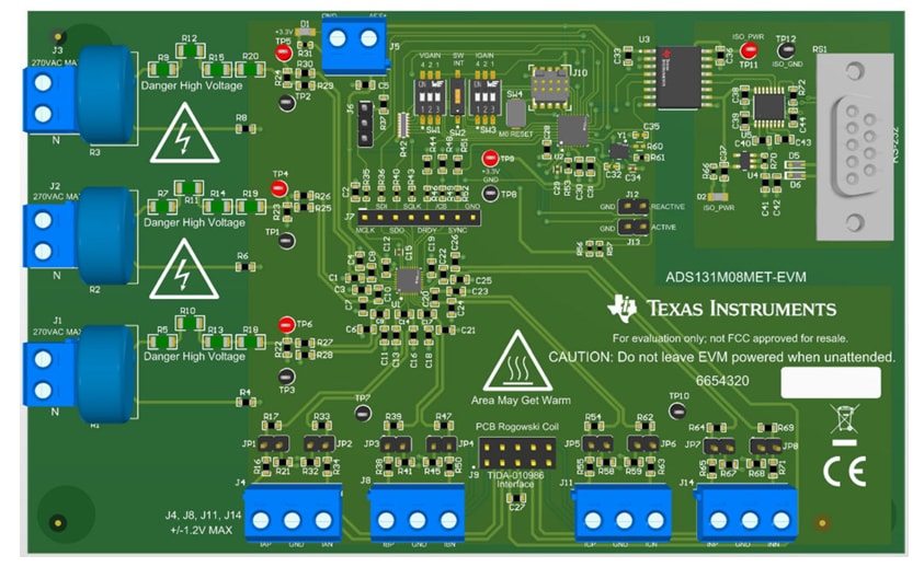 Circuit de localisation - Texas Instruments Module d'évaluation métrologique ADS131M08MET-EVM