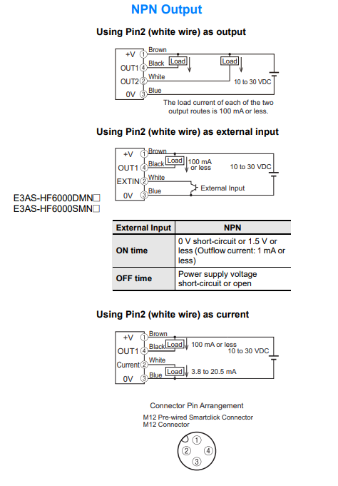 Schéma du circuit d'application - Omron Industrial Automation Capteurs laser E3AS-HF ToF