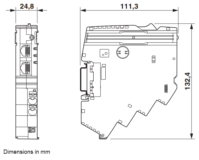 Plan mécanique - Phoenix Contact Module d'alimentation CAPAROC EtherCAT