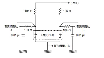 Schéma du circuit d'application - Bourns Codeurs micro incrémentaux 5 mm PEC05