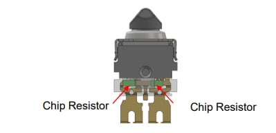 Schéma de principe - Omron Electronics Commutateurs étanches D2EW-R avec résistances intégrées