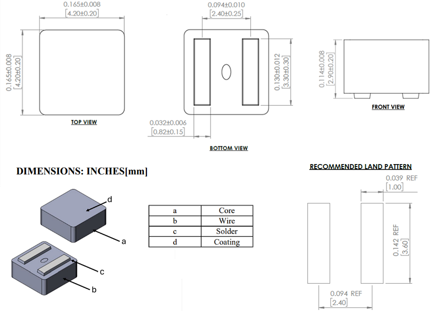 Mechanical Drawing - Abracon AMELH4030S Power Inductors