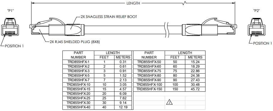 Mechanical Drawing - L-Com Cat5E Continuous-Flex Shielded Ethernet Patch Cord