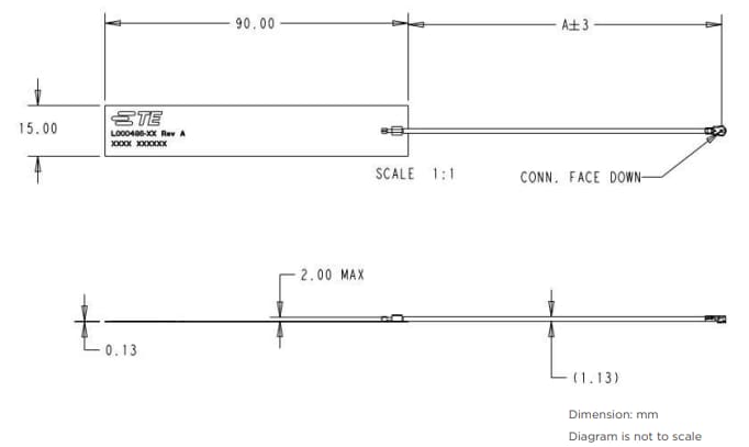 Plan mécanique - TE Connectivity / Linx Technologies Antennes FPC cellulaires pour bandes mondiales et européennes