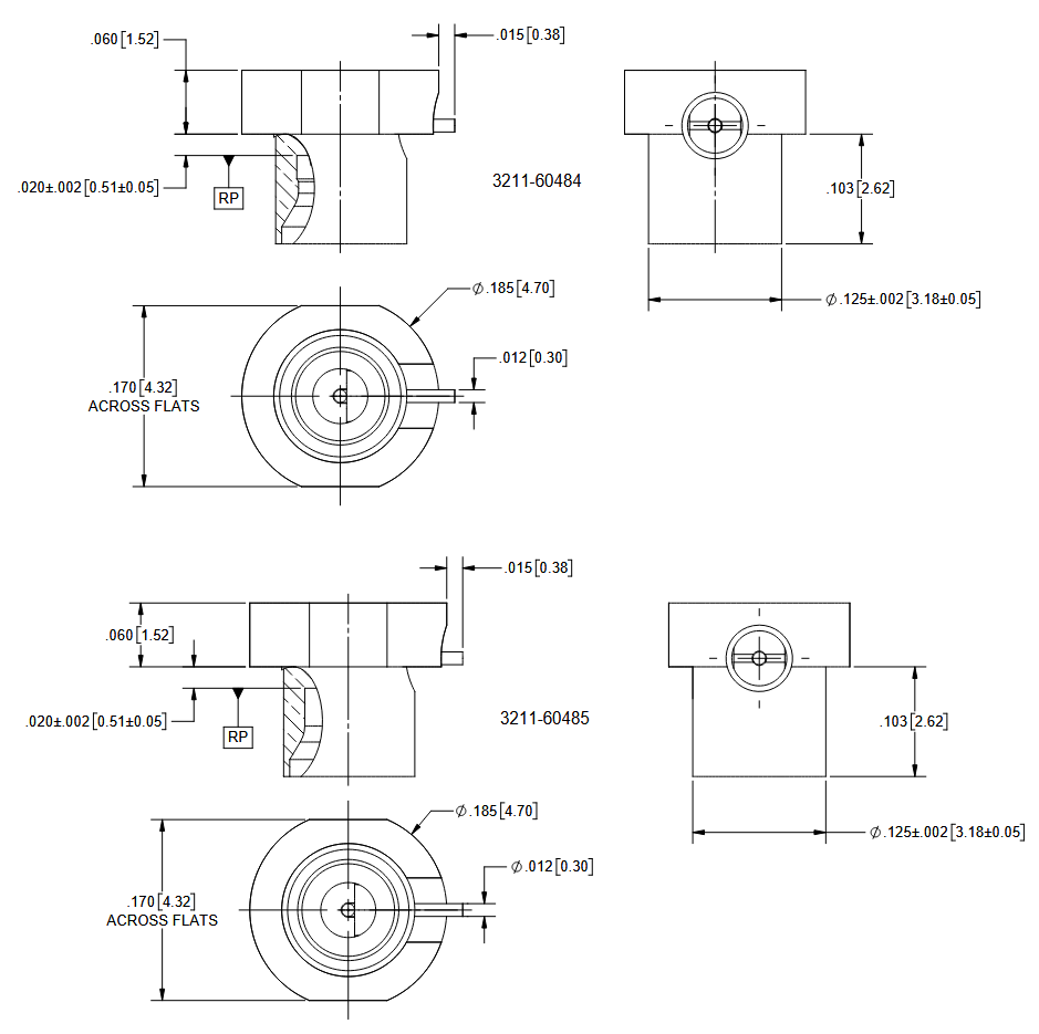 Plan mécanique - Amphenol / SV Microwave Connecteurs RF traversants pour montage inversé sur PCB