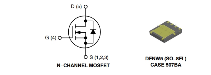 Schéma du circuit d'application - onsemi MOSFET NVMFWS1D7N04XM