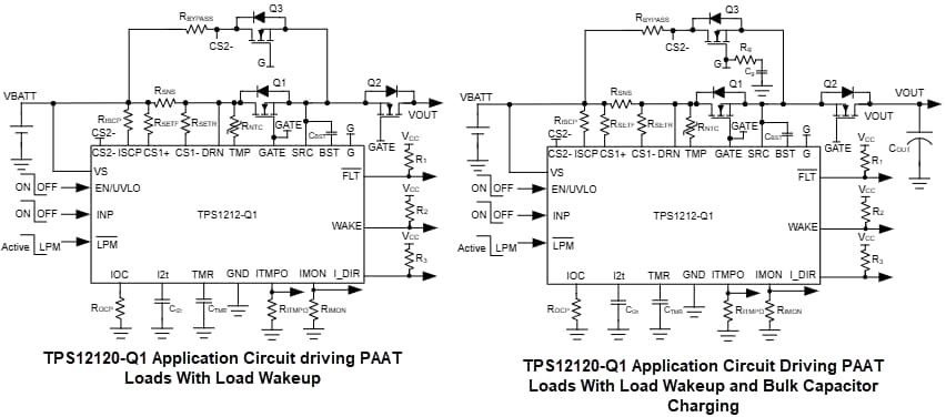 Schéma du circuit d'application - Texas Instruments Contrôleurs de commutateur côté haut automobiles TPS1212-Q1