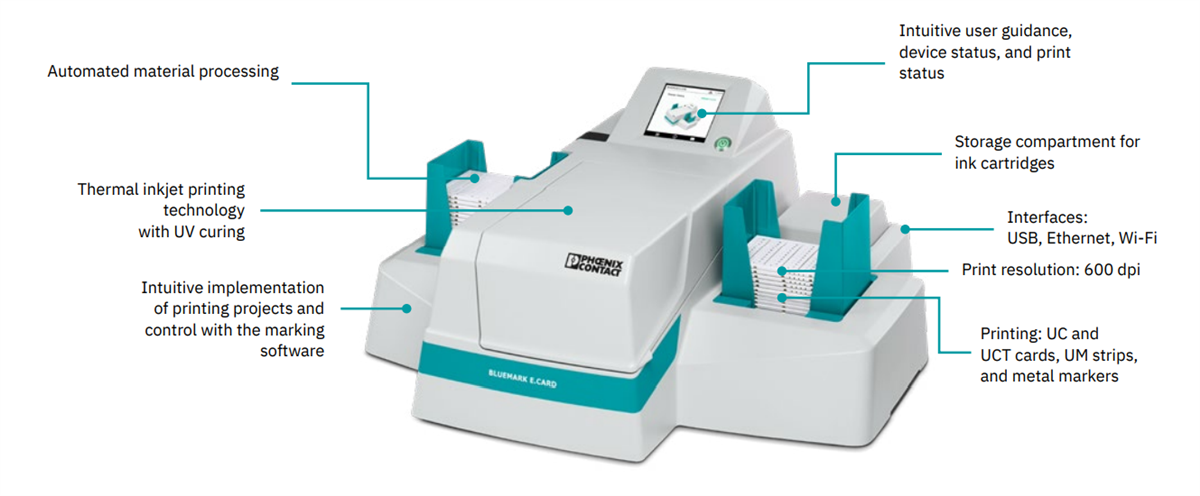 Phoenix Contact Imprimante à jet d'encre UV BLUEMARK E.CARD