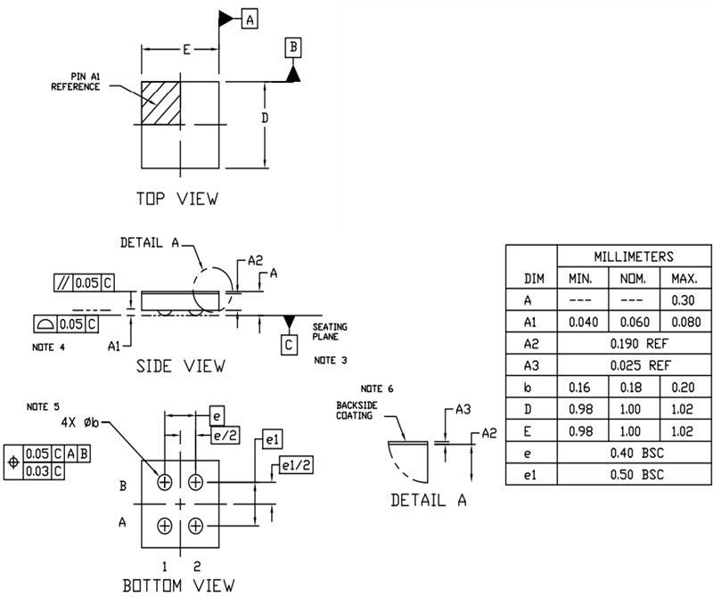 Plan mécanique - onsemi EEPROM série CMOS I2C 256 Kb N24C256X