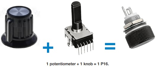 Infographie - Vishay / Sfernice Potentiomètres à bouton Cermet P16FNM