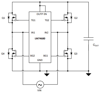 Schéma - Texas Instruments Contrôleur de pont de diode idéale LM74680