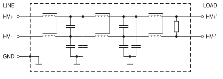 Schéma du circuit d'application - EPCOS / TDK Filtres CEM de puissance B84252 CarXield 