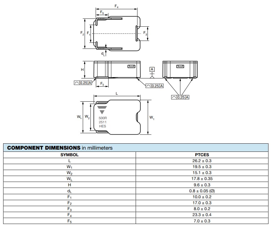 Graphique - Vishay / BC Components Thermistances CTP CMS PTCES