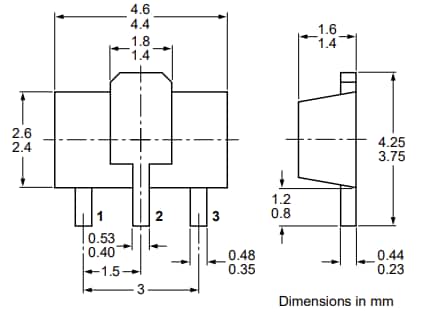 Plan mécanique - Nexperia Transistor bipolaire NPN PBSS4250X