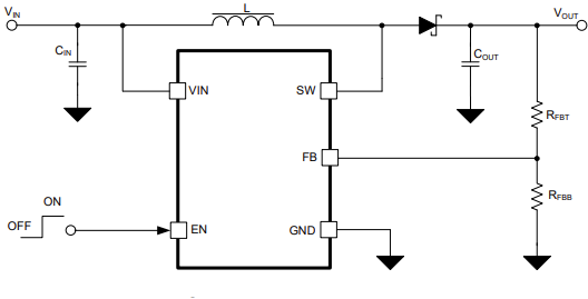Schéma du circuit d'application - Texas Instruments Convertisseur élévateur non synchrone TLV61047
