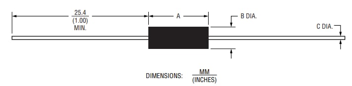 Plan mécanique - Bourns Résistances miniatures revêtues de silicone Riedon™ UB
