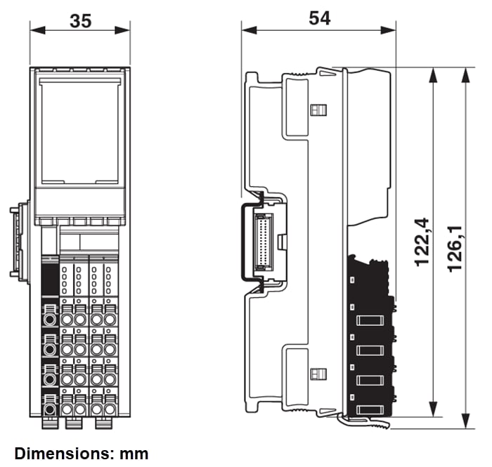 Plan mécanique - Phoenix Contact Module de fonction AXL F CNT2 1 H