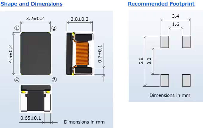 Plan mécanique - TDK Transformateur d'impulsions AMT45S