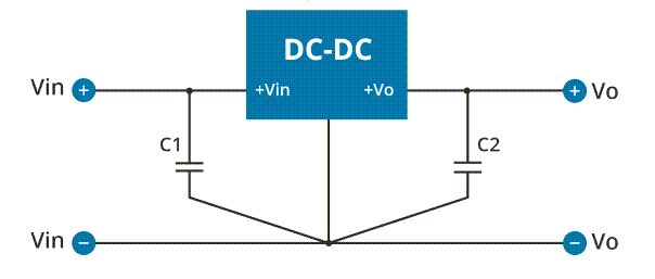 Schéma du circuit d'application - CUI Inc Convertisseurs CC-CC non isolés 1 A AP78B-1000R