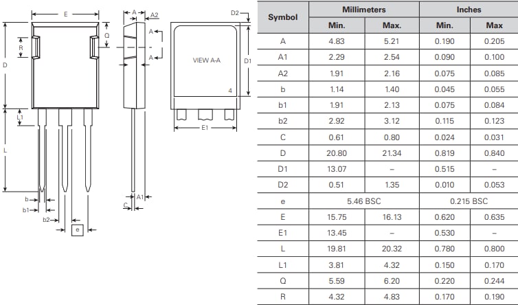 Plan mécanique - Littelfuse Thyristor simple CMA160E1600HF