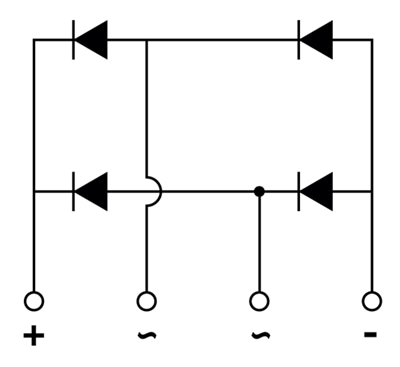 Schéma - Vishay Semiconductors Pont redresseur en ligne simple KBPE0480