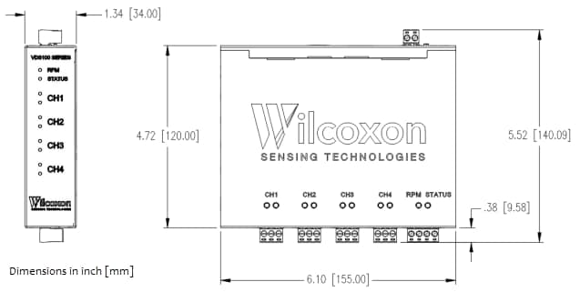 Plan mécanique - Amphenol Wilcoxon Source de données de vibration VDS130