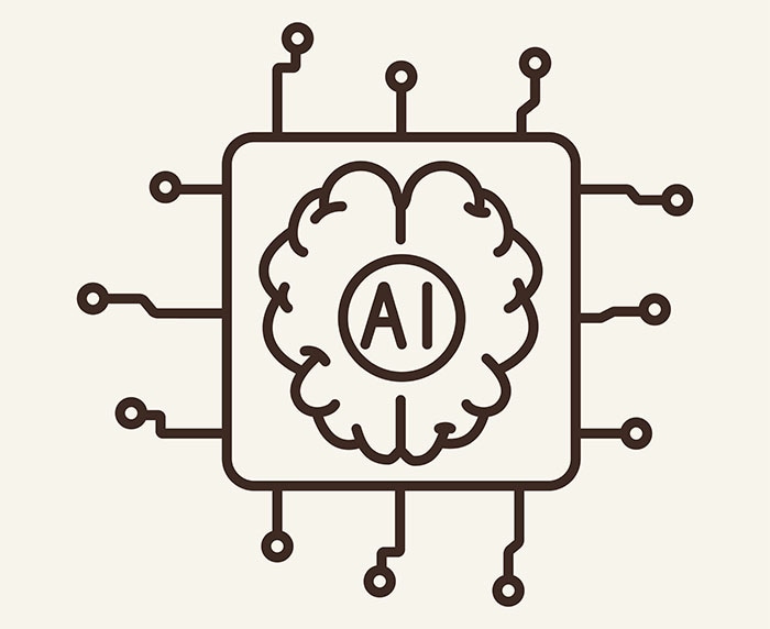 Embedded device thin line icon. Brain, chip, microchip, AI isolated outline sign. Artificial intelligence concept. Vector illustration symbol element for web design and apps