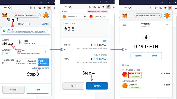 Sending Ethers to the Blockchain Security 2Go card